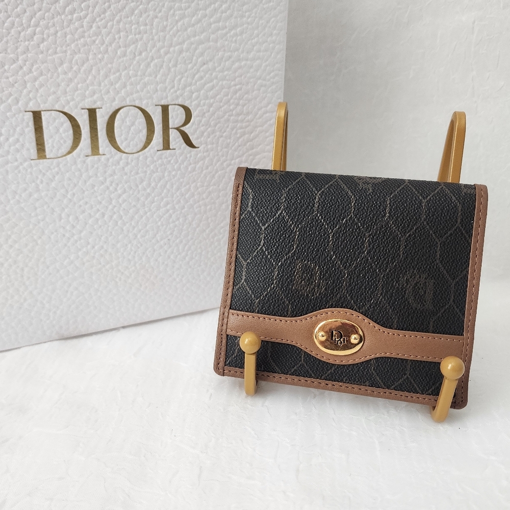 Auth Like New Dior Honeycomb Bifold Wallet